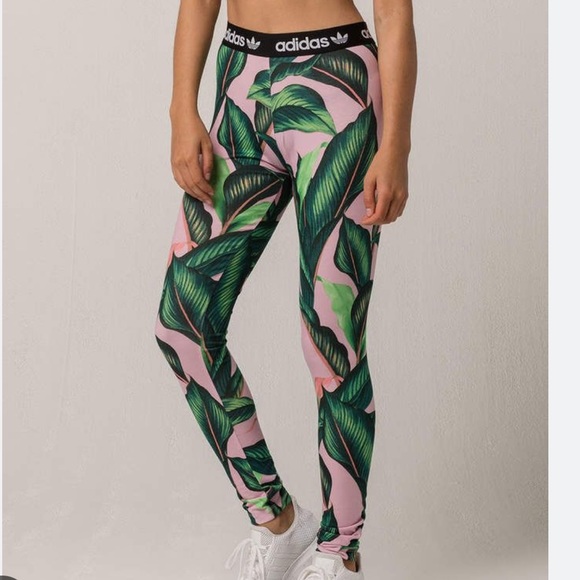 Adidas Tropical Palm Leaf Leggings - Picture 1 of 10